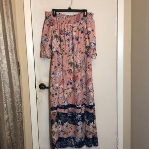 Floral strapless maxi dress